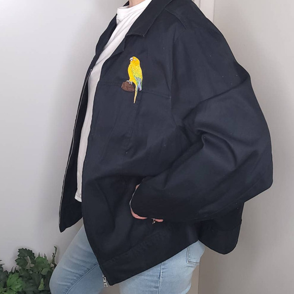 Lane Bryant Black Cotton jacket with Parrot embroidery - Picture 1 of 10
